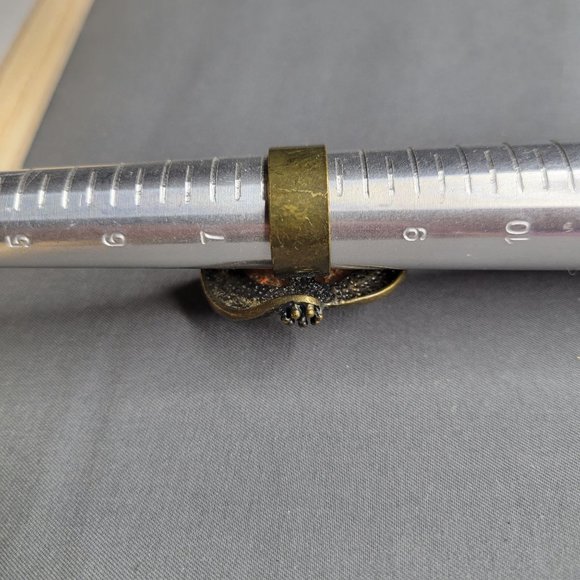 Womens Knuckle Ring Amber Stone Center Stud Accents Size 7 3/4 Copper Color - Picture 7 of 8